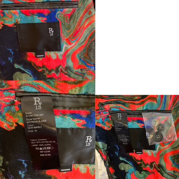 Rare R13 x Alison Mosshart Limited-Edition Velvet Blazer — Medium — $2490 Retail - Picture 7 of 8